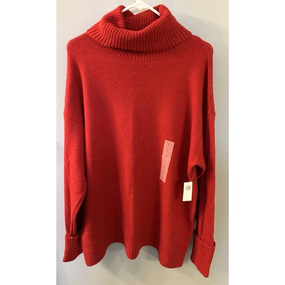 Old Navy Women Red Turtleneck Relaxed Fit Sweater Size Large NWT - Picture 1 of 7